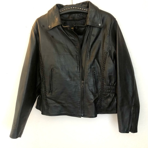 Hudson Leather Women's Black Jacket with Braided Detail, size-XXL - Picture 1 of 9